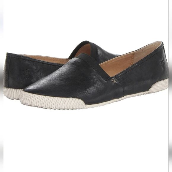 Frye Melanie Women's Leather Slip-On Flats Shoe Black Cushioned SIZE 8.5 New NIB - Picture 1 of 11